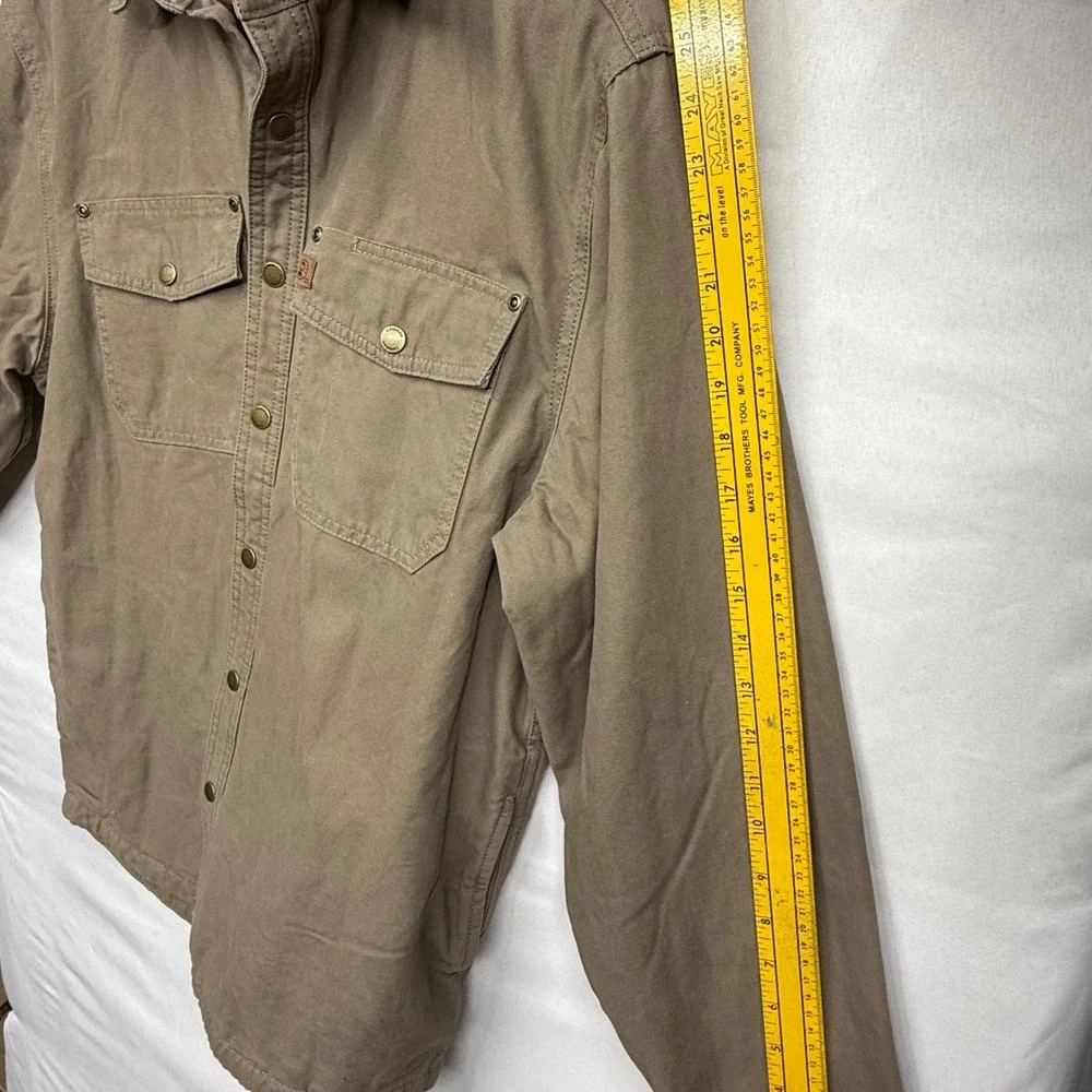Coleman Mens Canvas Sherpa Lined Flannel Shirt Jacket Tan‎ Workwear Size M